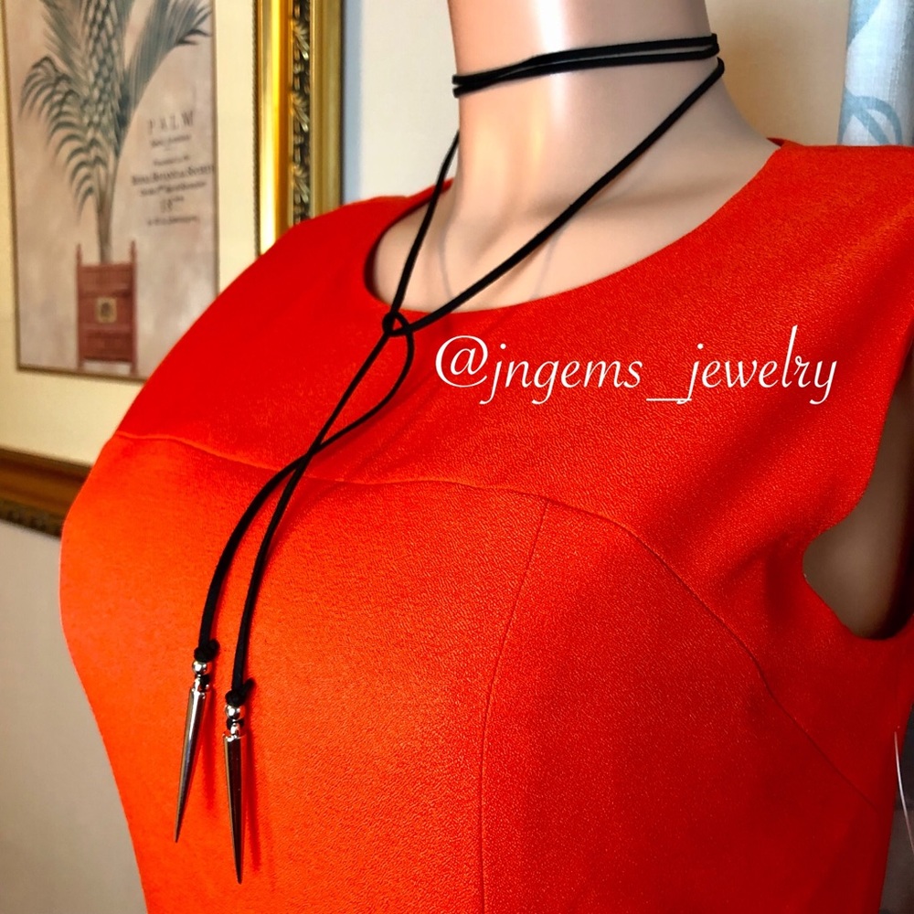 Black Leather Rope Choker - Picture 2 of 3